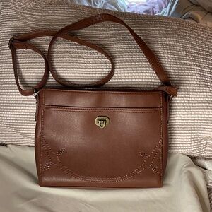 Frye and Co Vegan Brown  Crossbody Bag with Western Detail and Quality of Frye